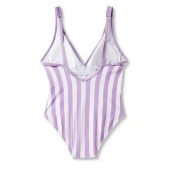 Kona Sol V-Neck StripedOver the Shoulder High Leg One Piece Swimsuit | XL | NWOT - Picture 4 of 7